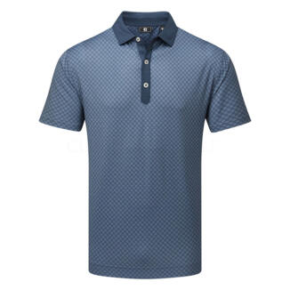 FootJoy Checker Print Lisle Golf Polo Shirt Dark Denim/White 34013