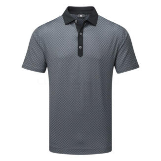 FootJoy Checker Print Lisle Golf Polo Shirt Black/White 34017