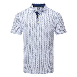 FootJoy Figure Print Lisle Golf Polo Shirt White/Navy 34052