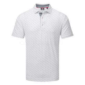 FootJoy Figure Print Lisle Golf Polo Shirt White/Flint 34054