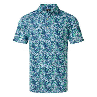 FootJoy Garden Print Lisle Golf Polo Shirt Navy 37795