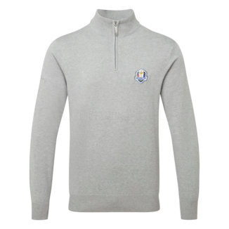 Glenmuir Devon Ryder Cup 1/4 Zip Golf Sweater Light Grey Marl MKC7381ZN-DEV-RC