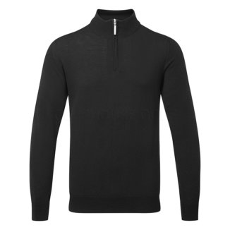 Glenmuir Jaspar 1/4 Zip Merino Golf Sweater Black MKM7427ZN-JAS