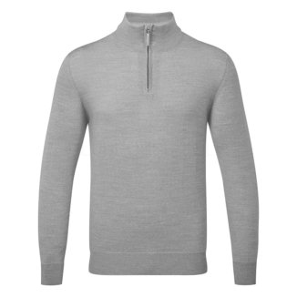 Glenmuir Jaspar 1/4 Zip Merino Golf Sweater Light Grey MKM7427ZN-JAS