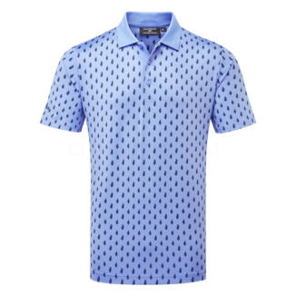 Glenmuir Crawford Golf Polo Shirt Light Blue/Navy Ferns MSP7578-CRA