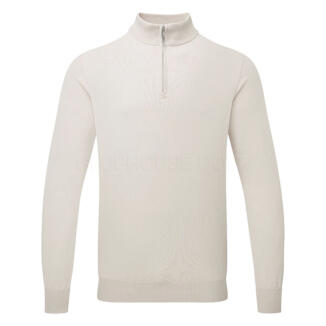 Glenmuir Devon 1/4 Zip Cotton Golf Sweater Linen MKC7381ZN-DEV