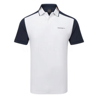 Hackett Sport Resort Colour Block Golf Polo Shirt Optic White HM563404
