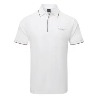 Hackett Sport Resort Colour Tipping Golf Polo Shirt Optic White HM563405