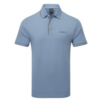 Hackett Sport Resort Colour Tipping Golf Polo Shirt Infinity Chambray HM563405