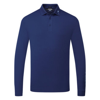 J.Lindeberg Tour Tech Long Sleeve Golf Polo Shirt Estate Blue Melange GMJT08572-O488