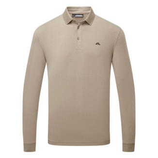 J.Lindeberg Florian Long Sleeve Golf Polo Shirt Brindle GMJT15081-U144