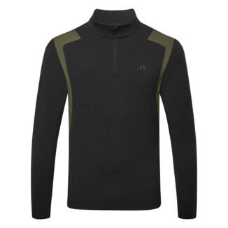J.Lindeberg Lukas 1/4 Zip Golf Sweater Black/Forest Green GMJS13716-9999