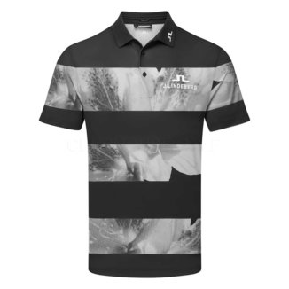 J.Lindeberg Tour Tech Print Golf Polo Shirt Black GMJT11683-9999