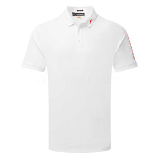 J.Lindeberg Tour Tech Golf Polo Shirt White/Tangerine Orange GMJT09157-0000