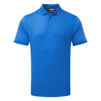 J.Lindeberg Tour Tech Golf Polo Shirt Nautical Blue Melange/Tangerine Tango GMJT09157-O464
