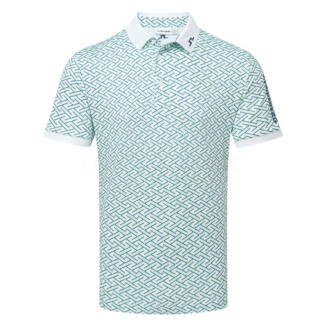 J.Lindeberg Tour Tech Print Golf Polo Shirt Ladder White Bay GMJT14652-A062