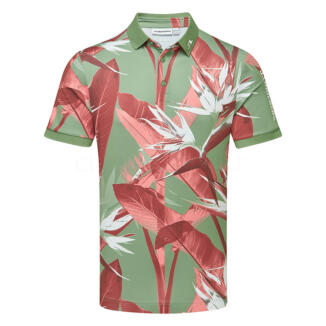 J.Lindeberg Tour Tech Print Golf Polo Shirt Paradise Hedge Green GMJT14652-M548