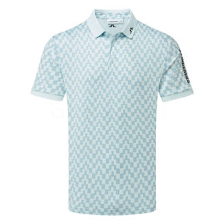 J.Lindeberg Tour Tech Print Golf Polo Shirt Bridge Stack Skylight GMJT14652-O581