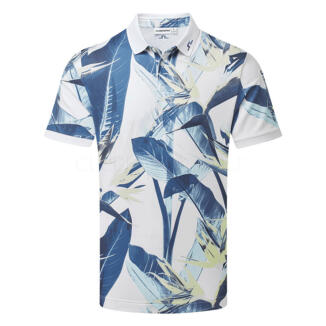 J.Lindeberg Tour Tech Print Golf Polo Shirt Paradise Skylight GMJT14652-O587