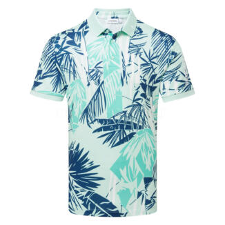 J.Lindeberg Tour Tech Print Golf Polo Shirt Grove Blue GMJT14652-O634