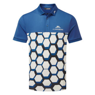 J.Lindeberg Jeffrey Tour Golf Polo Shirt Causeway Moonbeam Black/Dark Blue/Black GMJT14974-C155