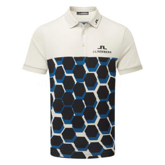 J.Lindeberg Jeffrey Tour Golf Polo Shirt Causeway Blue/Moonbeam/Dark Blue GMJT14974-O562