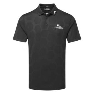 J.Lindeberg KV Tour Mesh Golf Polo Shirt Causeway Black/White GMJT14257-W108