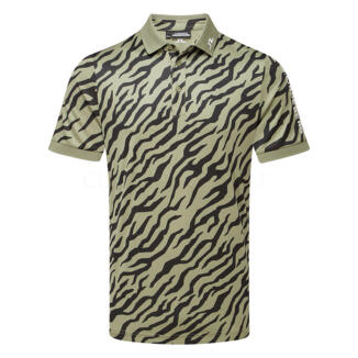J.Lindeberg Tour Tech Print Golf Polo Shirt Tour Tiger Olive GMJT11946-M524
