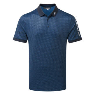 J.Lindeberg Tour Tech Print Golf Polo Shirt Shadow Bridge Navy/White GMJT14154-O568