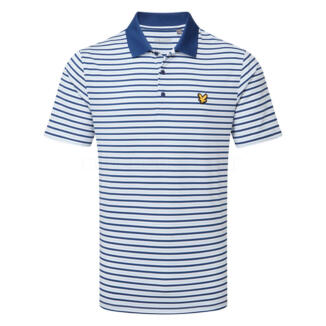 Lyle & Scott Stripe Golf Polo Shirt White/Aquamarine SP2464-Y190