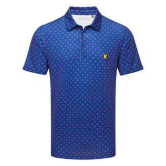 Lyle & Scott Cross Print Golf Polo Shirt Navy Peony SP2471-X856
