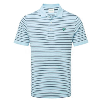 Lyle & Scott Green Eagle Striped Golf Polo Shirt Sea Breeze Blue/Dark Navy/Subtle Pink SP2011VOTG-Y415