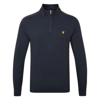 Lyle & Scott Striped 1/4 Zip Golf Sweater Dark Navy/Jet Black ML2161G-W315