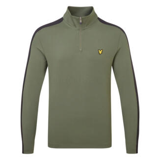 Lyle & Scott Striped 1/4 Zip Golf Sweater Cactus Green/Jet Black ML2161G-X379