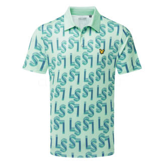 Lyle & Scott LS Monogram Printed Golf Polo Shirt Shoreline SP2271G-X519