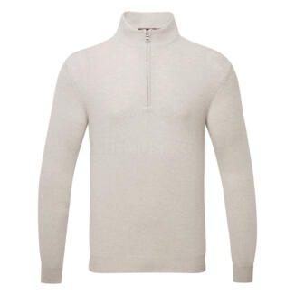 Oscar Jacobson Patton Merino Blend Knitted 1/4 Zip Golf Sweater Beige OJKNT0372-BEI