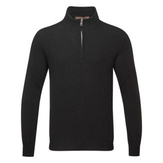 Oscar Jacobson Patton Merino Blend Knitted 1/4 Zip Golf Sweater Black OJKNT0372-BLK