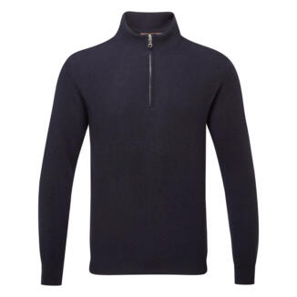 Oscar Jacobson Patton Merino Blend Knitted 1/4 Zip Golf Sweater Navy OJKNT0372-NVY