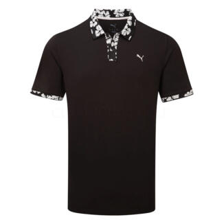 Puma Modalon Floral Rib Golf Polo Shirt Puma Black/Rose Blossom 634855-01