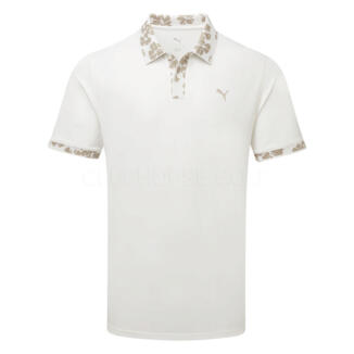Puma Modalon Floral Rib Golf Polo Shirt Warm White/Ice Coffee 634855-03