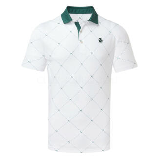 Puma Pure 2.0 Argyle Golf Polo Shirt White Glow/Green Terrain 629322-07