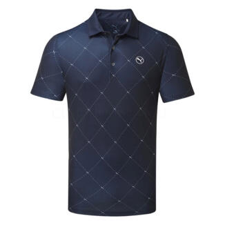 Puma Pure 2.0 Argyle Golf Polo Shirt Deep Navy/White Glow 629322-10