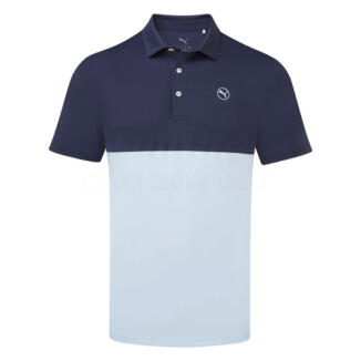 Puma Pure 2.0 Colourblock Golf Polo Shirt Haute Tropic/Deep Navy 629319-01