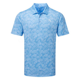 Puma Pure 2.0 Floral Golf Polo Shirt Team Light Blue 635183-04