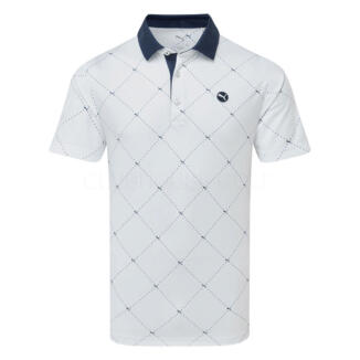 Puma Pure 2.0 Argyle Golf Polo Shirt White Glow/Deep Navy 629322-02