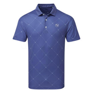 Puma Pure 2.0 Argyle Golf Polo Shirt Blue Crystal/Deep Navy 629322-03