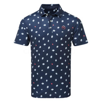 Puma Pure 2.0 Birdies Golf Polo Shirt Deep Navy/White Glow 629323-01