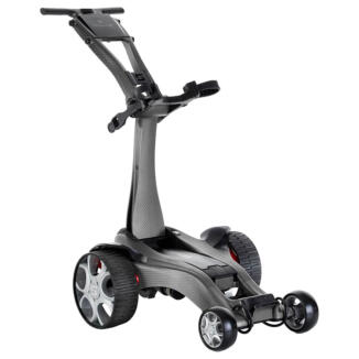 Stewart Q Follow Carbon Electric Golf Trolley Raw Carbon Extended Lithium Battery