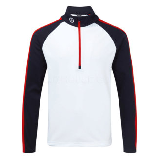 Sunderland Aspen Mid Layer Golf Top White/Navy/Red