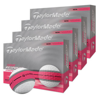 TaylorMade Tour Response Stripe Golf Balls (4 For 3) White/Neon Pink (Pre Order)